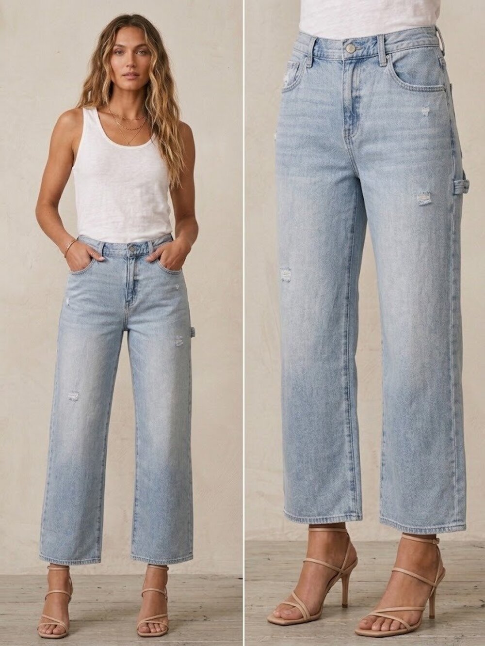 Pistola Dylan Carpenter Jeans Size 26 Wide Leg Baggy Light Wash Denim Utility